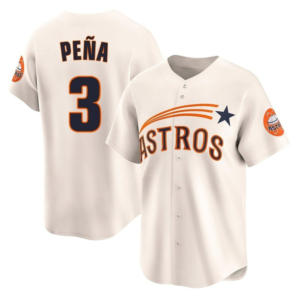 Houston Astros #3 Jeremy Pena Player Cream HeidiMiller Throwback Cooperstown Collection Limited Stitched Jerseys