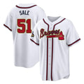 Atlanta Braves #51 Chris Sale Player White Gold HeidiMiller Home Game Stitched Jerseys