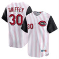 Cincinnati Reds #30 Ken Griffey Player White Black HeidiMiller Stripe Field of Dreams Game Home Stitched Jerseys