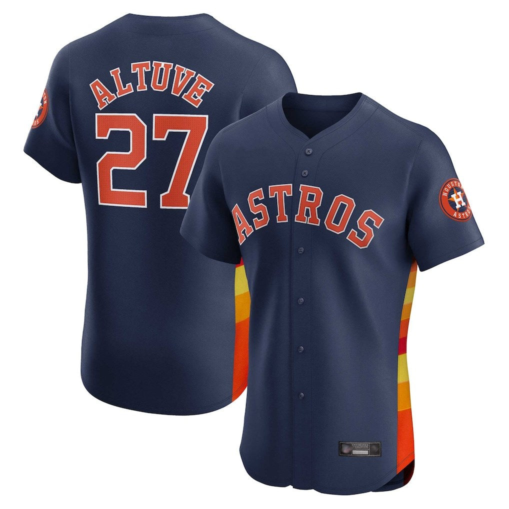 Houston Astros #27 Jose Altuve Player Navy HeidiMiller Limited Elite Home Stitched Jerseys