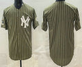 New York Yankees Blank Olive HeidiMiller Pinstripe 2026 Armed Forces Day Salute To Service Jersey