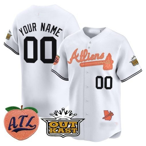 Custom Atlanta Braves Atliens & Peach Vapor Premier Limited Jersey ¨CWhite HeidiMiller