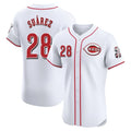 Cincinnati Reds #28 Eugenio Su¨¢rez Player White HeidiMiller Limited Elite Home Stitched Jerseys