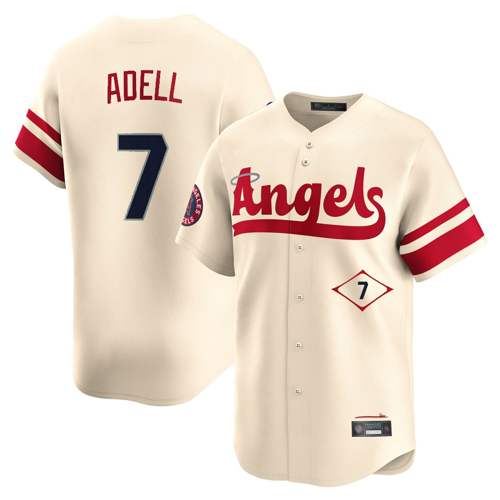 Los Angeles Angels #7 Jo Adell Player Cream HeidiMiller City Connect Limited Home Stitched Jerseys