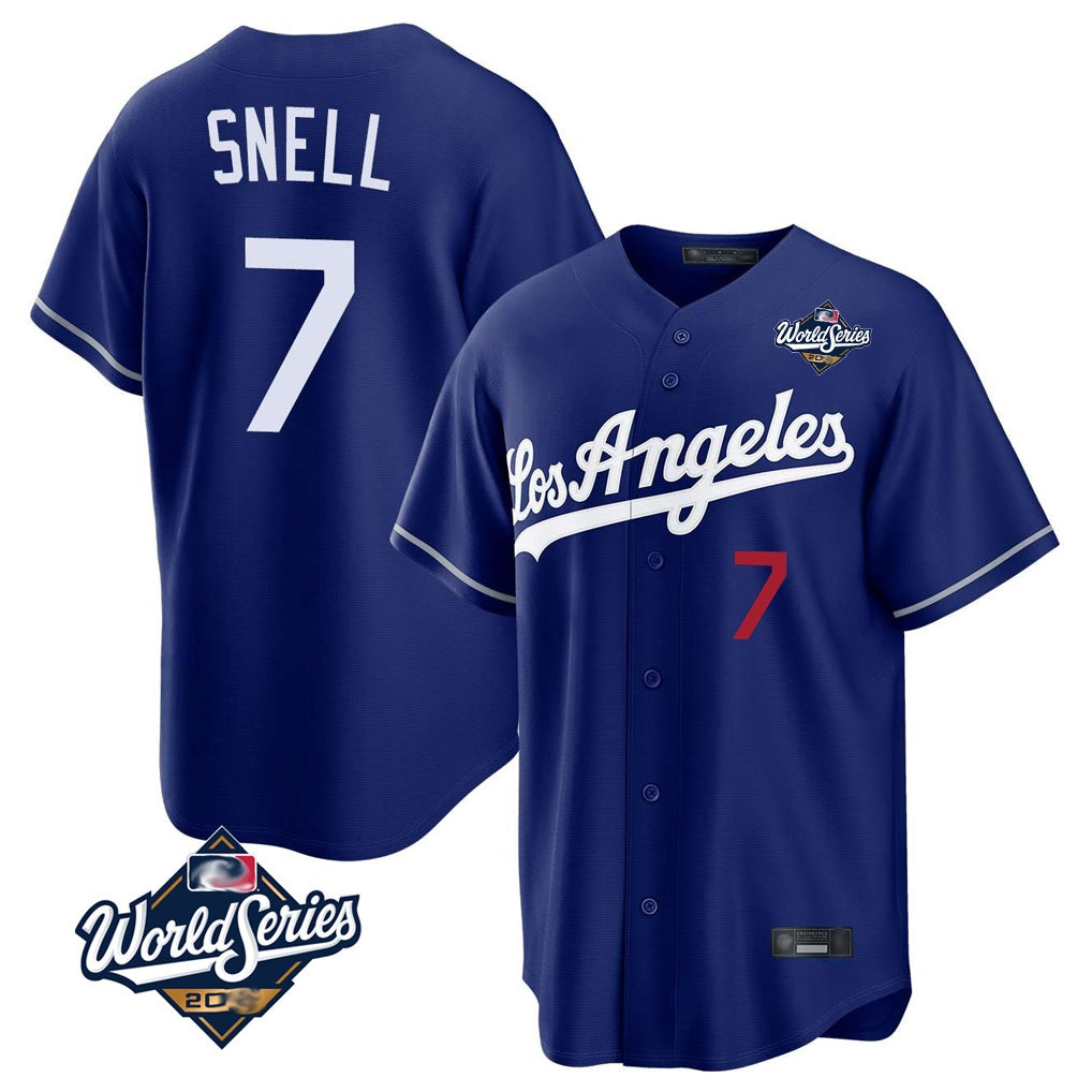 Los Angeles Dodgers #7 Blake Snell Player Royal HeidiMiller Game World Series Home Stitched Jerseys