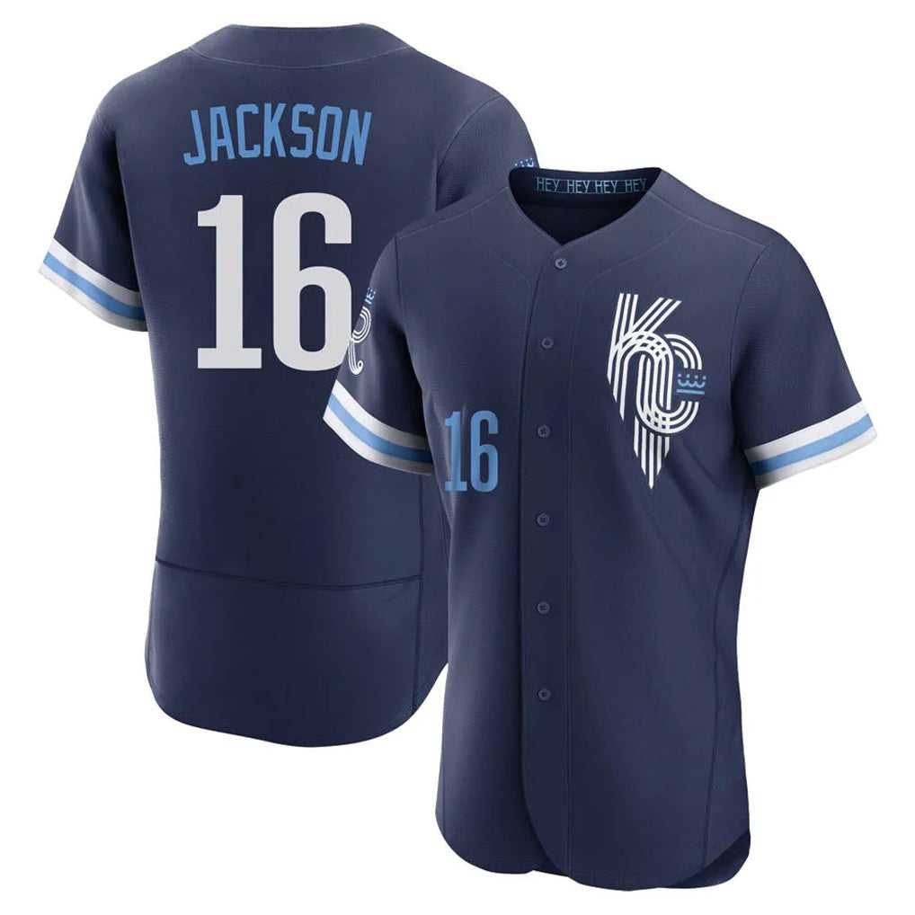 Kansas City Royals #16 Bo Jackson Player Navy HeidiMiller City Connect Limited Elite Home Stitched Jerseys