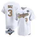 Los Angeles Dodgers #3 Edwin D¨ªaz Player Gold HeidiMiller World Series Collection Limited Home Stitched Jerseys