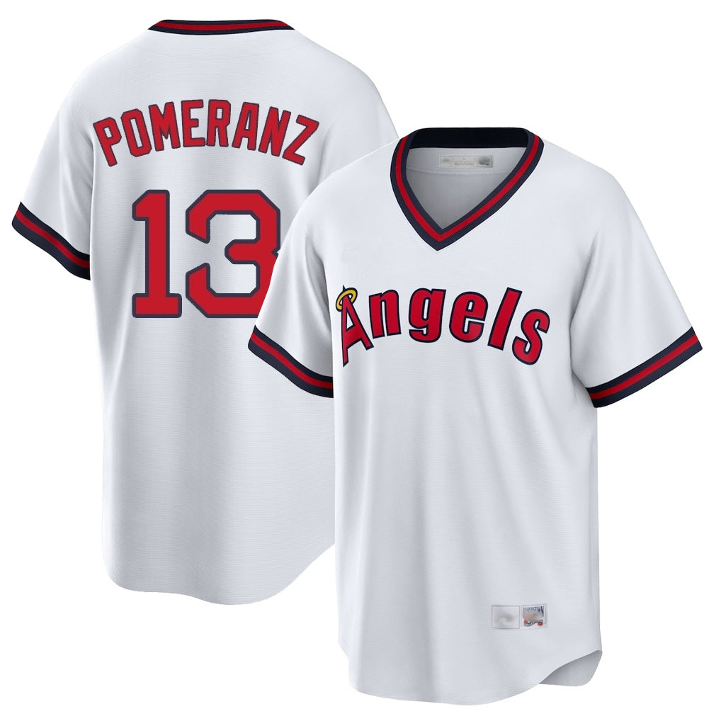 Los Angeles Angels #13 Drew Pomeranz Player White HeidiMiller T-shirt Home Game Stitched Jerseys