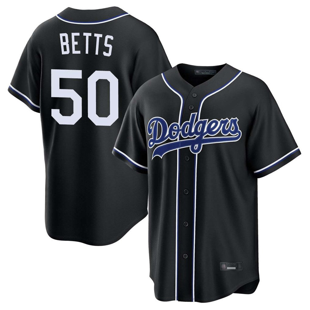 Los Angeles Dodgers #50 Mookie Betts Player Black HeidiMiller Carbon Limited Home Stitched Jerseys