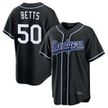 Los Angeles Dodgers #50 Mookie Betts Player Black HeidiMiller Carbon Limited Home Stitched Jerseys