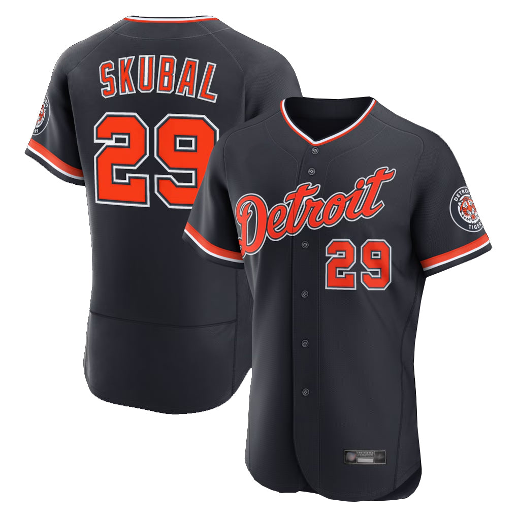 Detroit Tigers #29 Tarik Skubal Player Navy HeidiMiller Limited Elite Home Game Stitched Jerseys