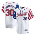 Detroit Tigers #30 Kerry Carpenter Player White HeidiMiller Independence Day Vapor Premier Limited Stitched Jerseys