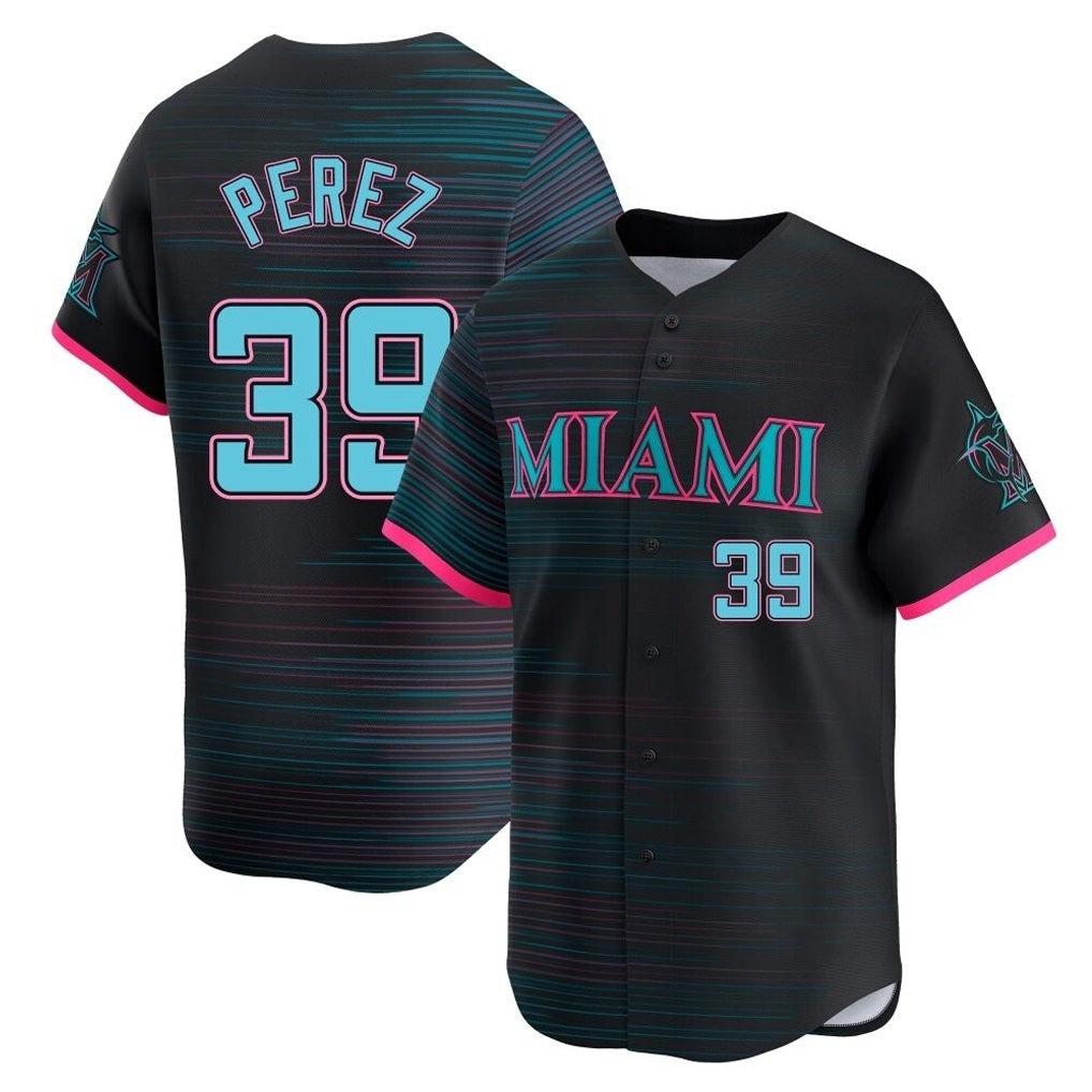 Miami Marlins #39 Eury Perez Player Black HeidiMiller City Connect Home Limited Stitched Jerseys