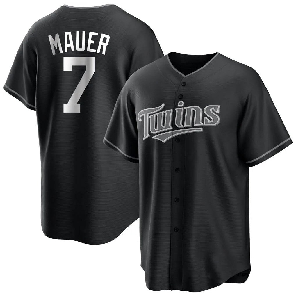 Minnesota Twins #7 Joe Mauer Player Black HeidiMiller Home Game Stitched Jerseys