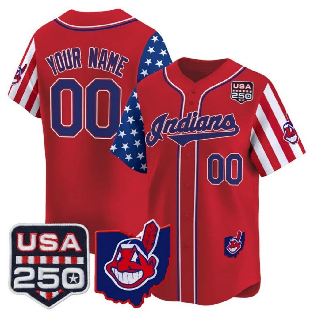 Custom Cleveland Indians Red HeidiMiller America 250 Edition Vapor Premier Limited Jersey - All Stitched