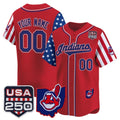 Custom Cleveland Indians Red HeidiMiller America 250 Edition Vapor Premier Limited Jersey - All Stitched