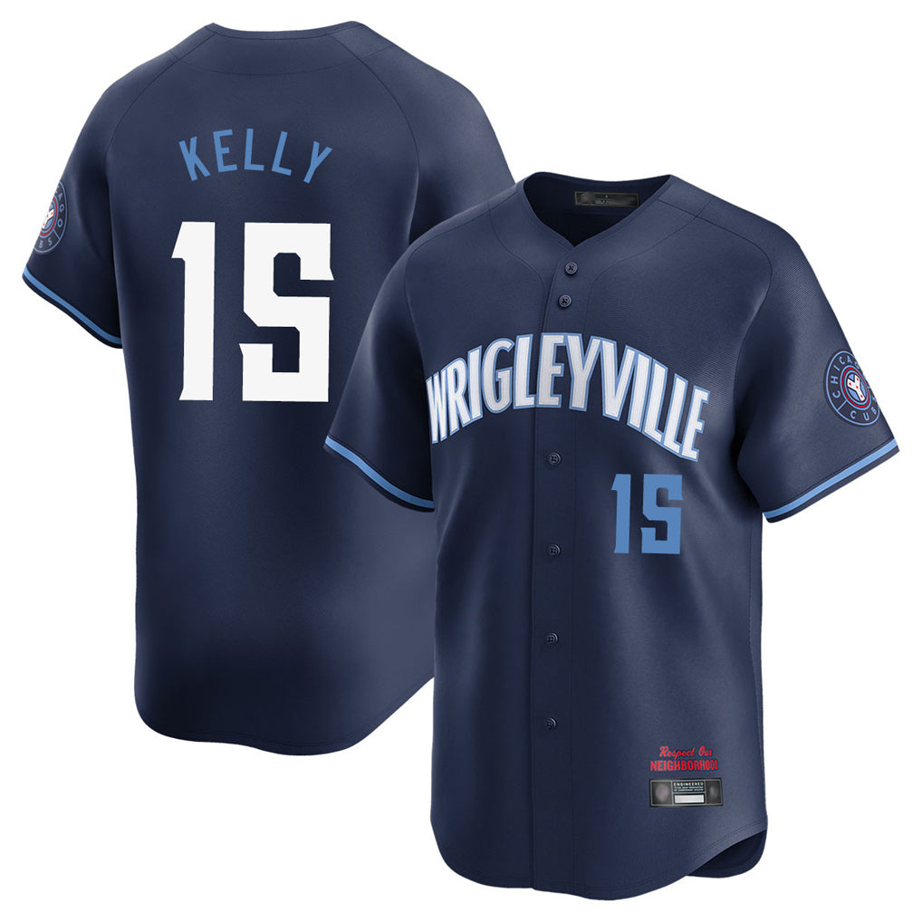 Chicago Cubs #15 Carson Kelly Player Navy HeidiMiller City Connect Limited Home Stitched Jerseys