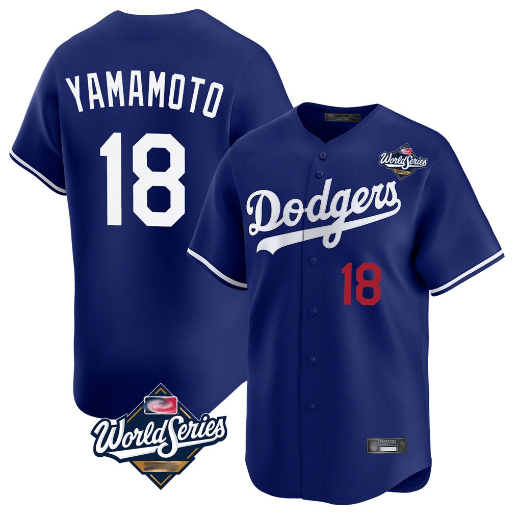 Los Angeles Dodgers #18 Yoshinobu Yamamoto Player Royal HeidiMiller World Series Limited Home Stitched Jerseys