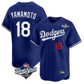 Los Angeles Dodgers #18 Yoshinobu Yamamoto Player Royal HeidiMiller World Series Limited Home Stitched Jerseys