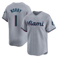 Miami Marlins #1 Connor Norby Player Gray HeidiMiller Home Limited Stitched Jerseys