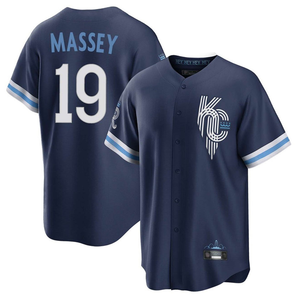Kansas City Royals #19 Michael Massey Player Navy HeidiMiller City Connect Home Game Stitched Jerseys