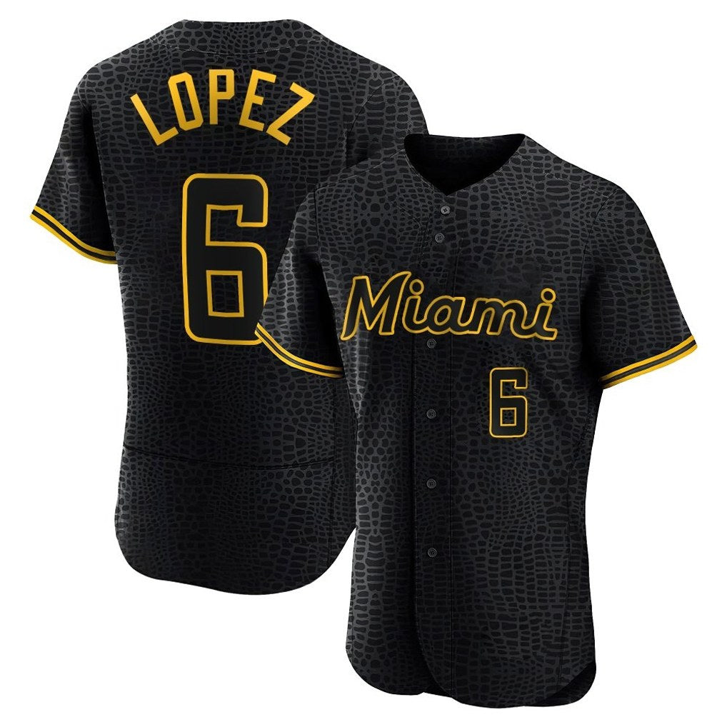 Miami Marlins #6 Otto Lopez Player Black HeidiMiller Snake Skin City Home Limited Elite Stitched Jerseys