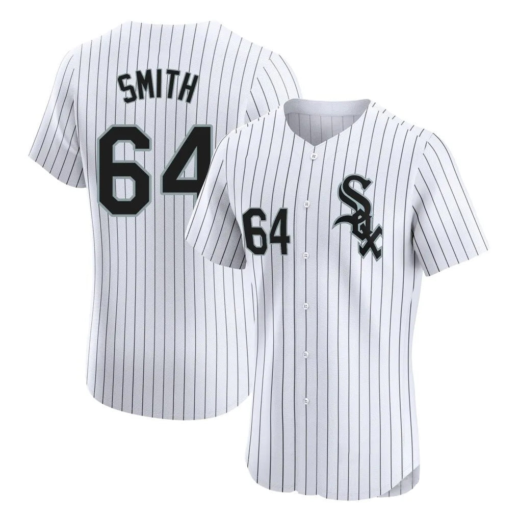 Chicago White Sox #64 Shane Smith Player White HeidiMiller Stripe Limited Elite Home Stitched Jerseys