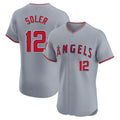 Los Angeles Angels #12 Jorge Soler Player Gray HeidiMiller Home Limited Elite Stitched Jerseys