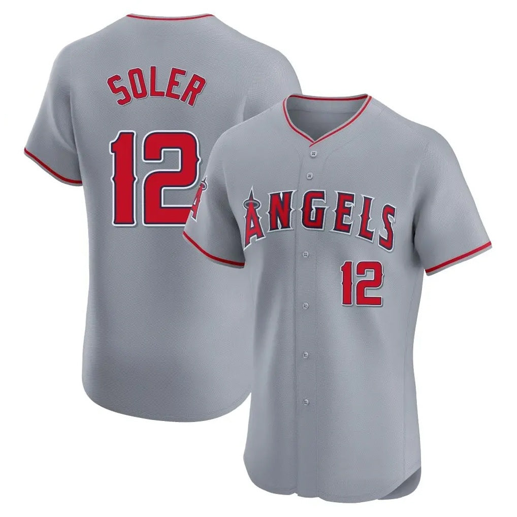 Los Angeles Angels #12 Jorge Soler Player Gray HeidiMiller Home Limited Elite Stitched Jerseys