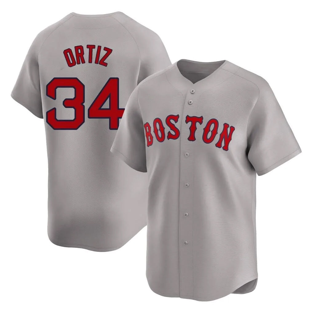 Boston Red Sox #34 David Ortiz Player Gray HeidiMiller Road Limited Home Game Stitched Jerseys1
