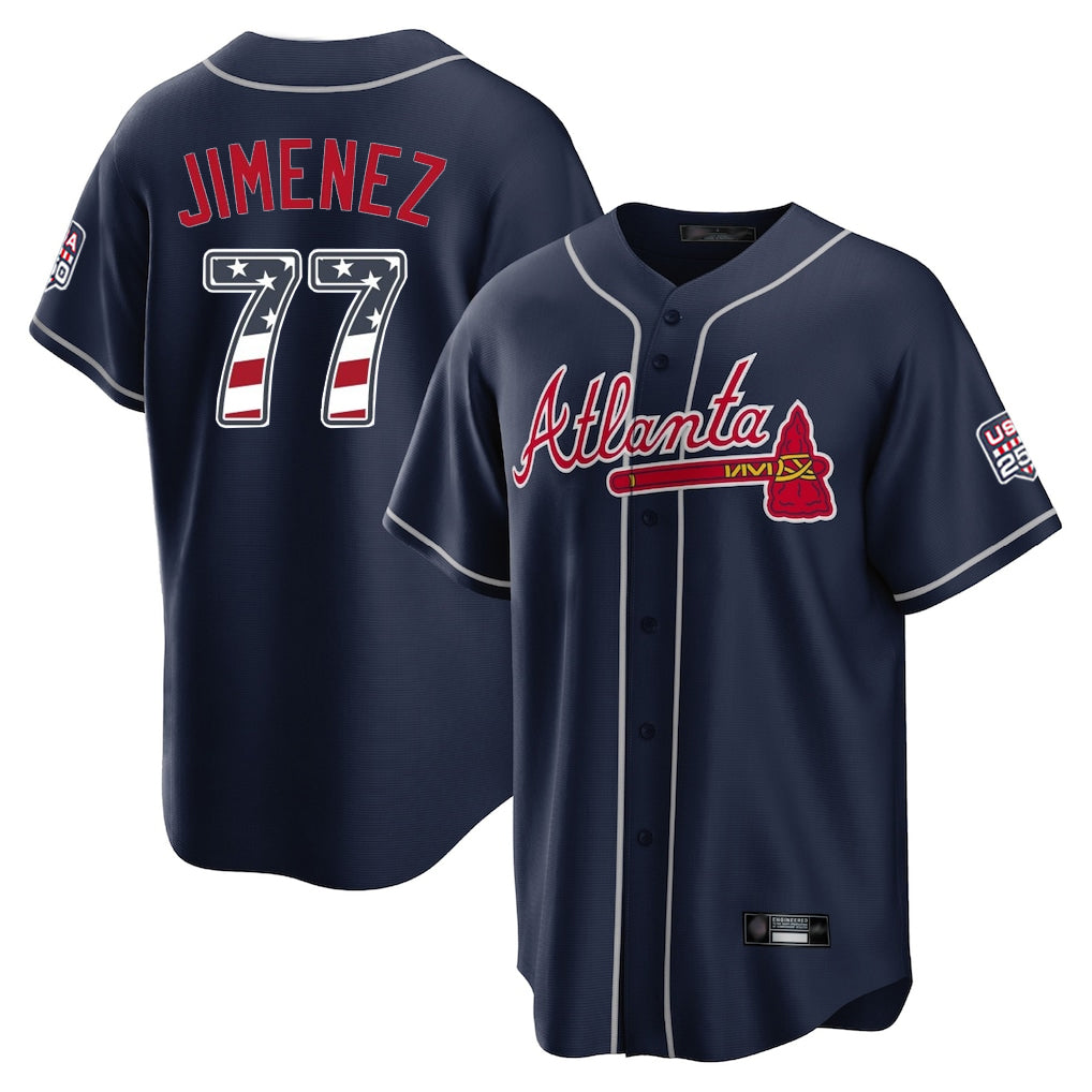 Atlanta Braves #77 Joe Jimenez Player Navy HeidiMiller USA 250 Fourth Of July Limited Home Game Stitched Jerseys