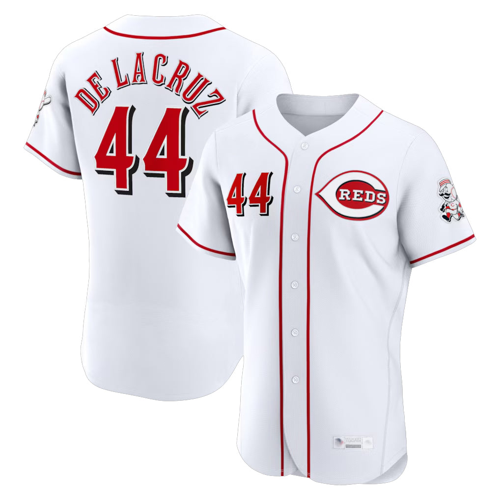 Cincinnati Reds #44 Elly De La Cruz Player White HeidiMiller Limited Elite Home Stitched Jerseys