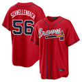 Atlanta Braves #56 Spencer Schwellenbach Player Red HeidiMiller Home Game Stitched Jerseys