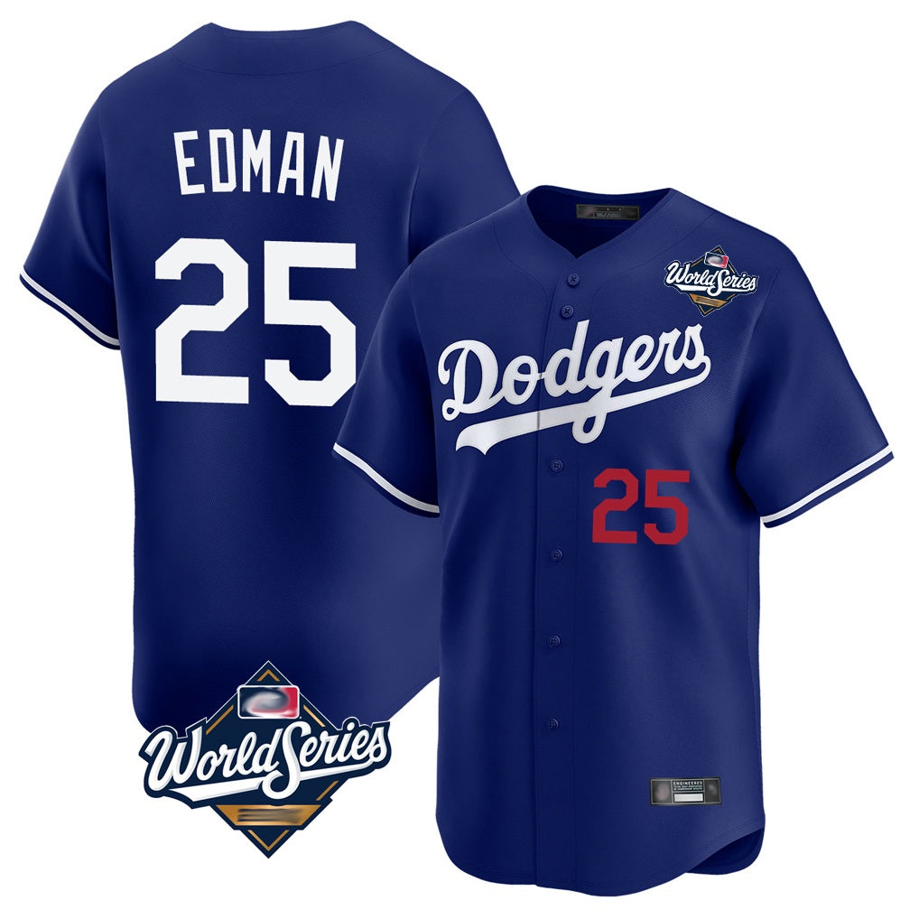 Los Angeles Dodgers #25 Tommy Edman Player Royal HeidiMiller World Series Limited Home Stitched Jerseys