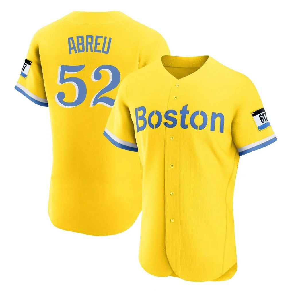 Boston Red Sox #52 Wilyer Abreu Player Yellow HeidiMiller Limited Elite Home Game Stitched Jerseys1
