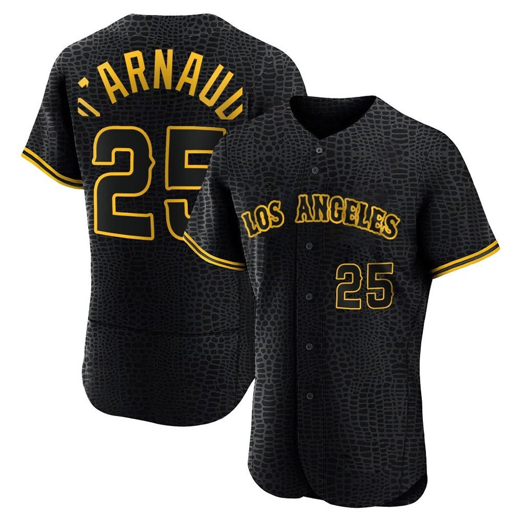 Los Angeles Angels #25 Travis d'Arnaud Player Black HeidiMiller Snake Skin City Limited Elite Home Stitched Jerseys