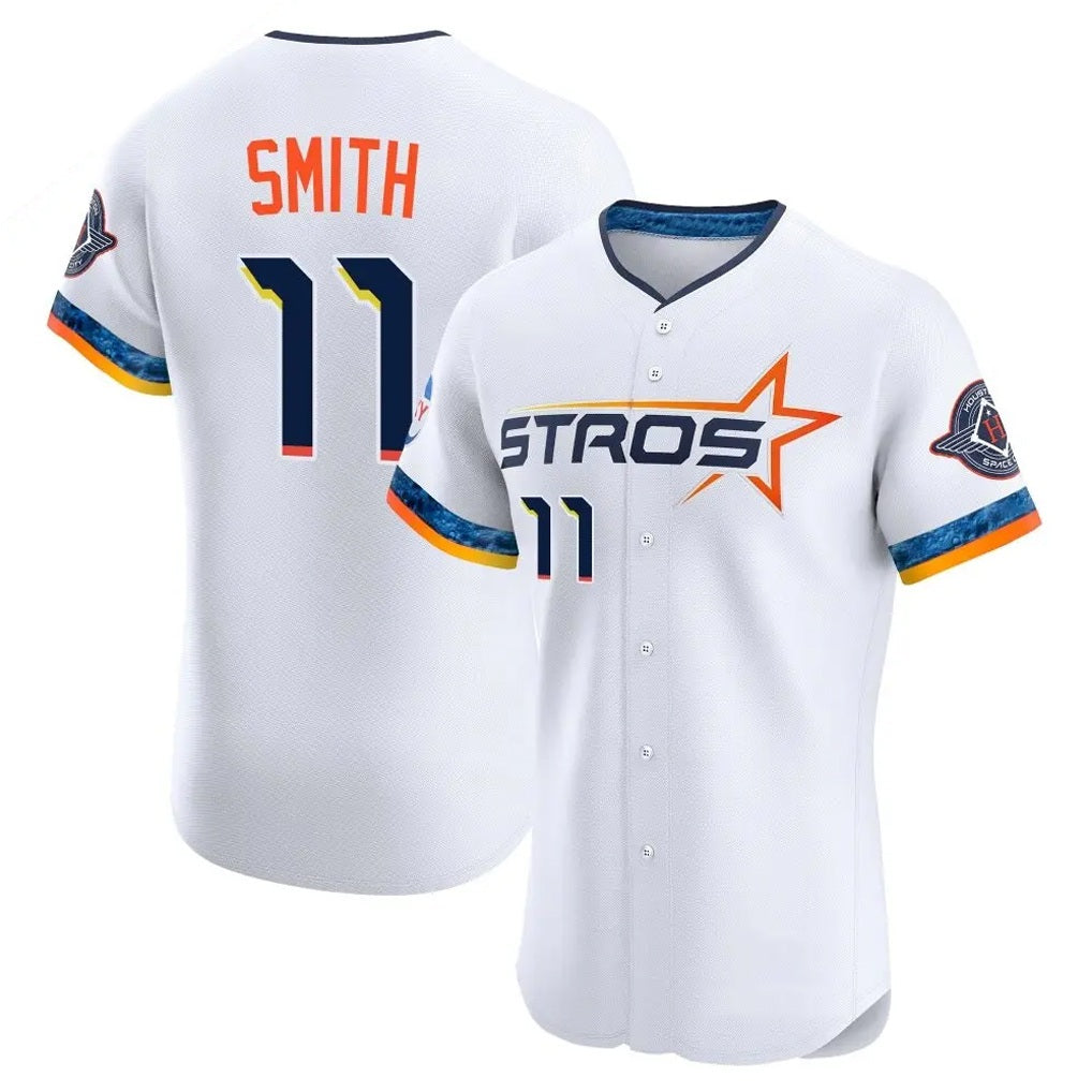 Houston Astros #11 Cam Smith Player White HeidiMiller City Connect Limited Elite Home Stitched Jerseys