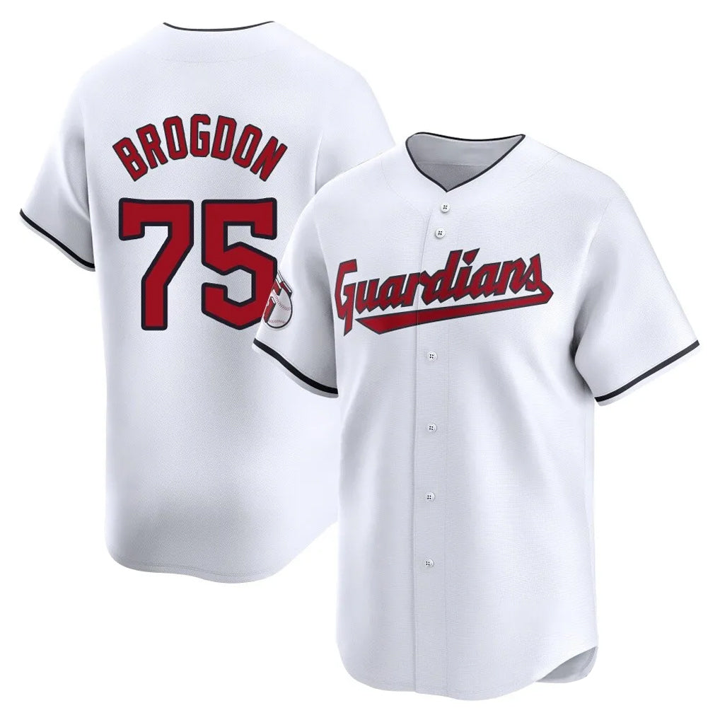 Cleveland Guardians #75 Connor Brogdon Player White HeidiMiller Limited Home Stitched Jerseys