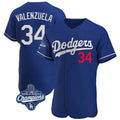 Los Angeles Dodgers #34 Fernando Valenzuela Player Royal HeidiMiller World Series Meet Limited Elite Home Stitched Jerseys