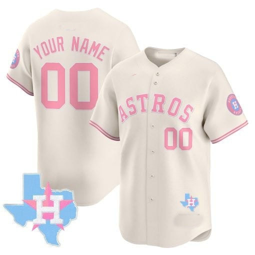 Custom Houston Astros Bubblegum Cream HeidiMiller Vapor Premier Limited Jersey ¨C All Stitched