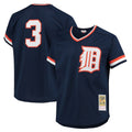 Detroit Tigers #3 Alan Trammell Player Navy HeidiMiller Mitchell & Ness 1984 Mesh Batting Practice  T-shirt Stitched Jerseys