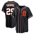 Detroit Tigers #29 Tarik Skubal Player Black HeidiMiller Fashion Out Home Game Stitched Jerseys