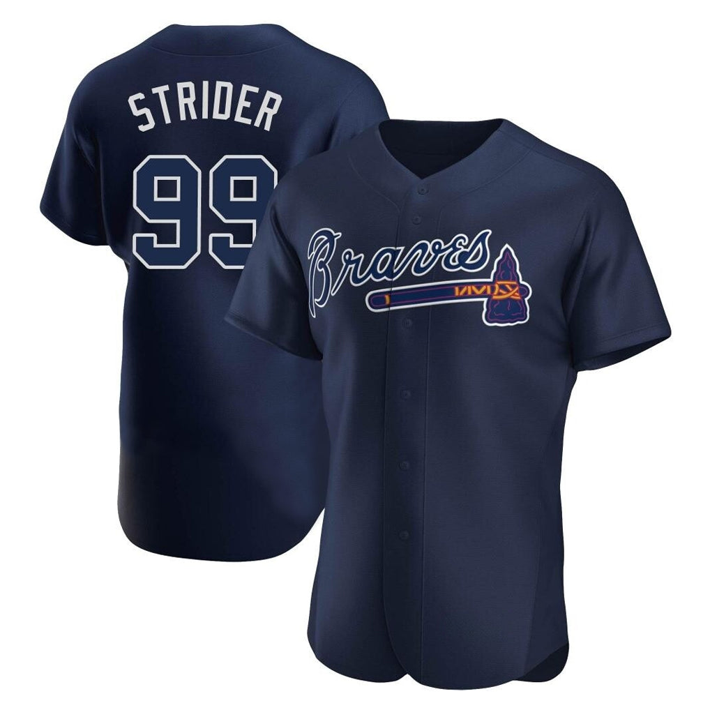 Atlanta Braves #99 Spencer Strider Player Navy HeidiMiller Alternate Limited Elite Home Game Stitched Jerseys