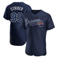 Atlanta Braves #99 Spencer Strider Player Navy HeidiMiller Alternate Limited Elite Home Game Stitched Jerseys