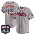 Custom Atlanta Braves Gray HeidiMiller USA 250 Fourth of July Vapor Premier Limited Jersey ¨C All Stitched