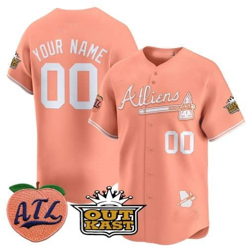 Custom Atlanta Braves Atliens & Peach Vapor Premier Limited Jersey ¨C All Stitched-Peach HeidiMiller