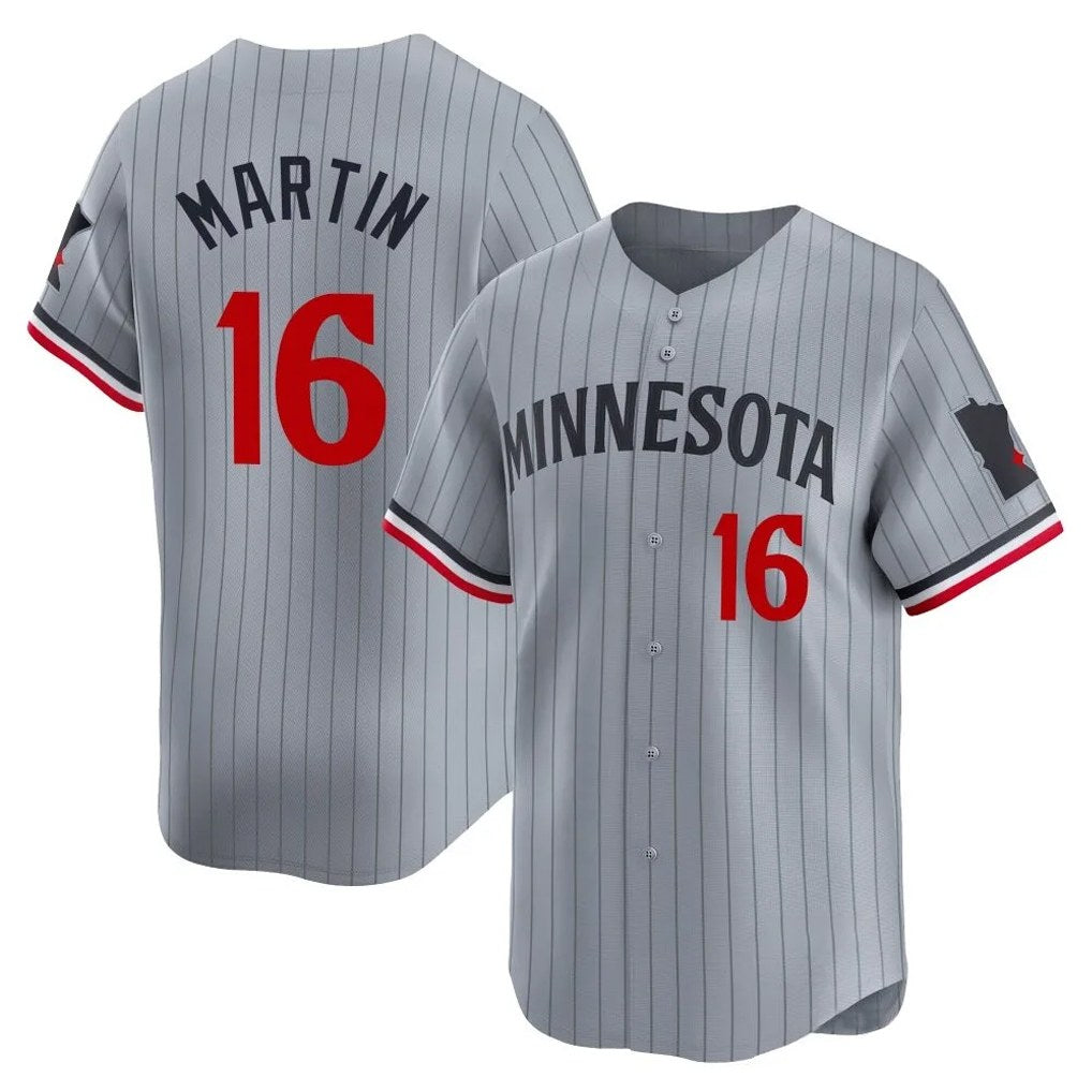 Minnesota Twins #16 Austin Martin Player Gray HeidiMiller Home Limited Stitched Jerseys