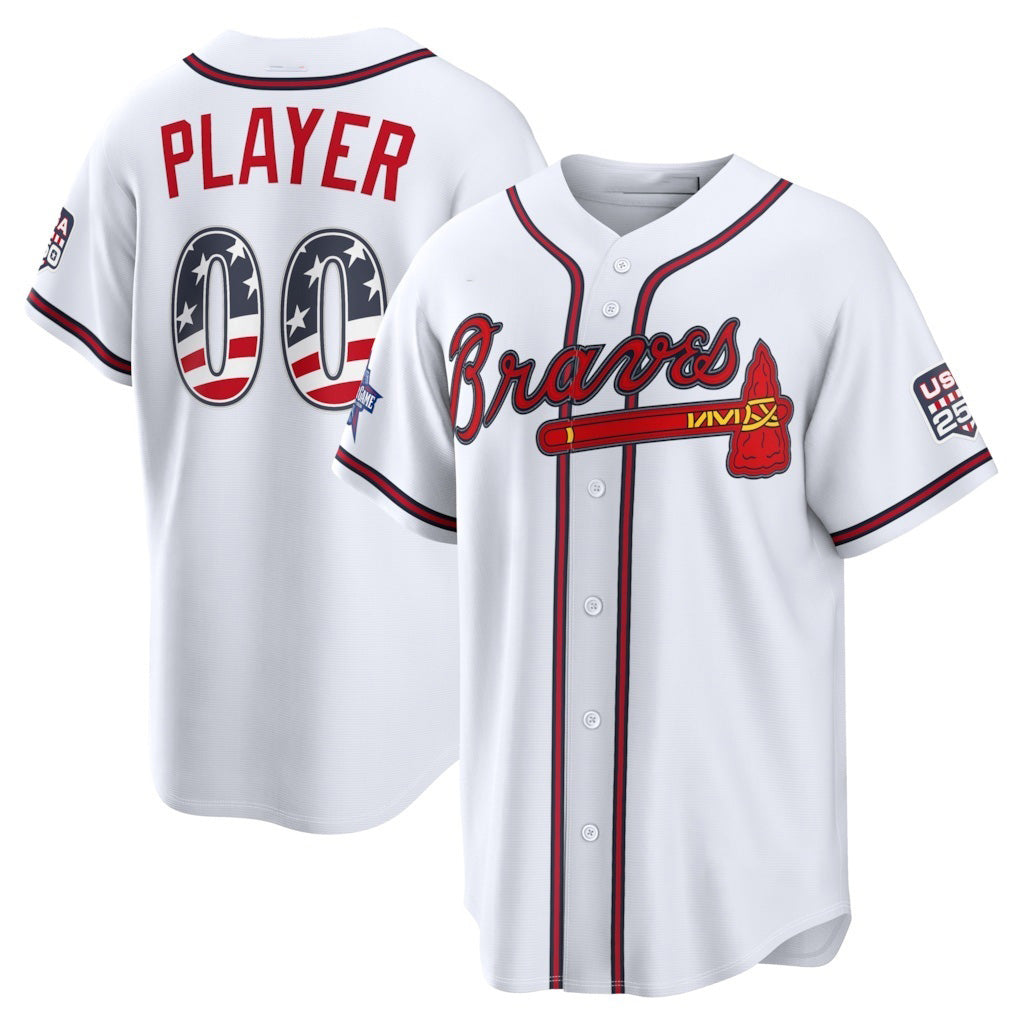 Custom Atlanta Braves 2026 All-Star Edition Stars & Stripes White HeidiMiller Stadium Pick-A-Player Jersey