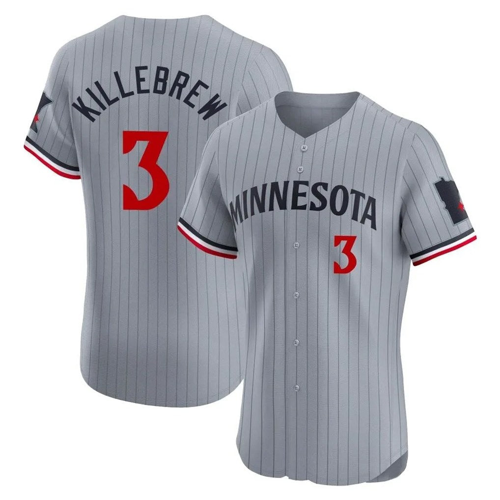 Minnesota Twins #3 Harmon Killebrew Player Gray HeidiMiller Home Limited Elite Stitched Jerseys