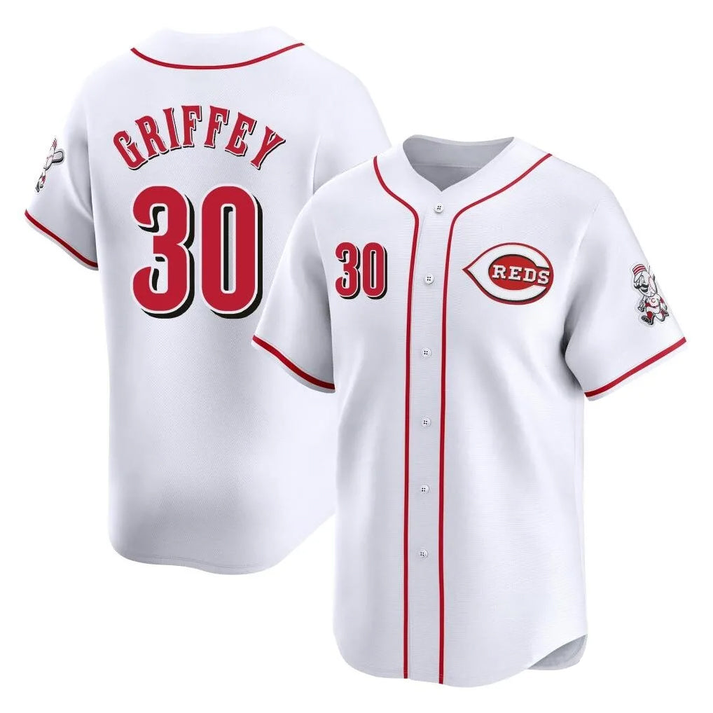 Cincinnati Reds #30 Ken Griffey Player White HeidiMiller Home Limited Stitched Jerseys